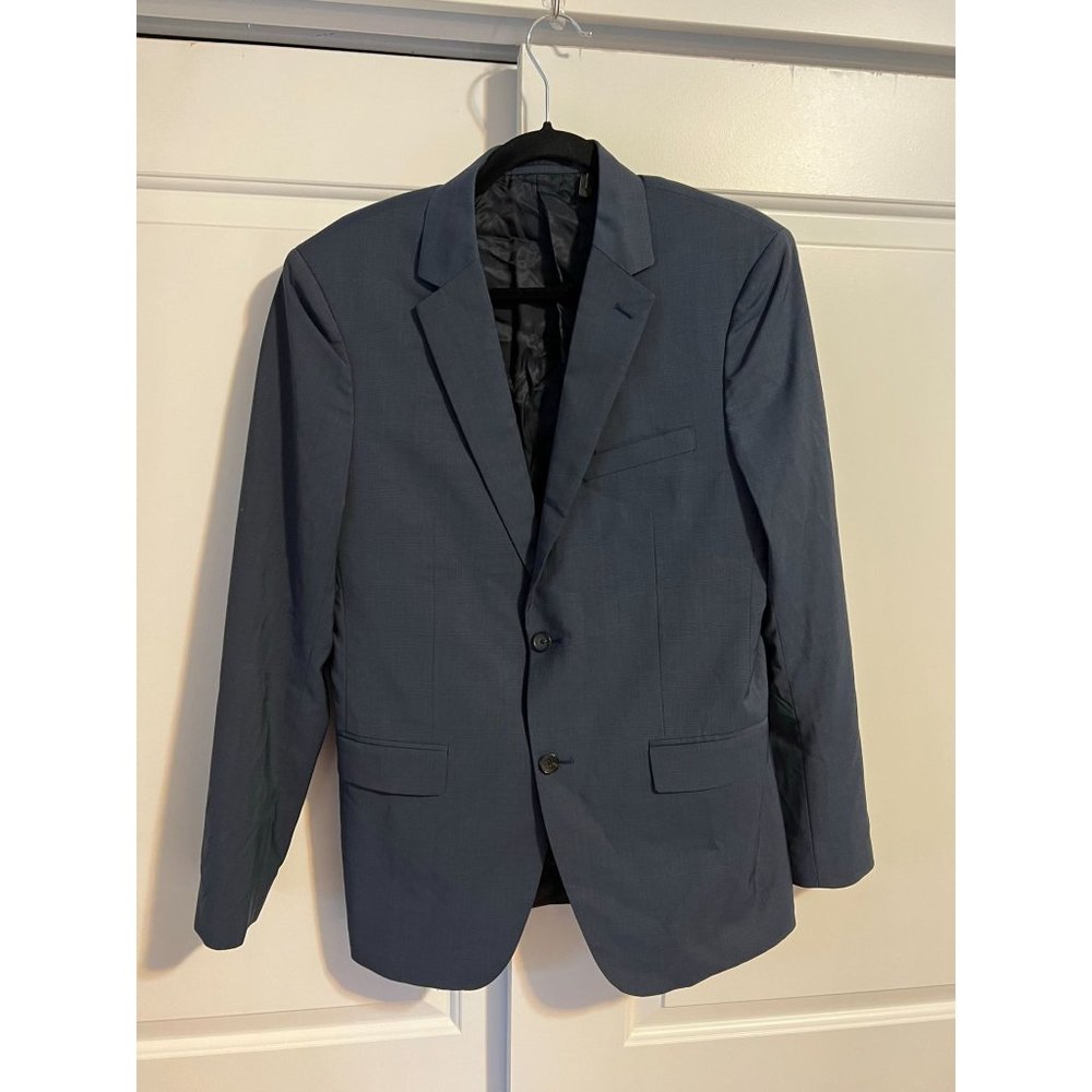 Theory Mens Wellar Worsted Madra Wool Blazer Blue Grey Glen Plaid‎ Jacket 40R